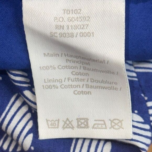 Boden British PRINTED COTTON A-LINE SKIRT w pockets Klein Blue Parasol US 8 - Picture 4 of 10